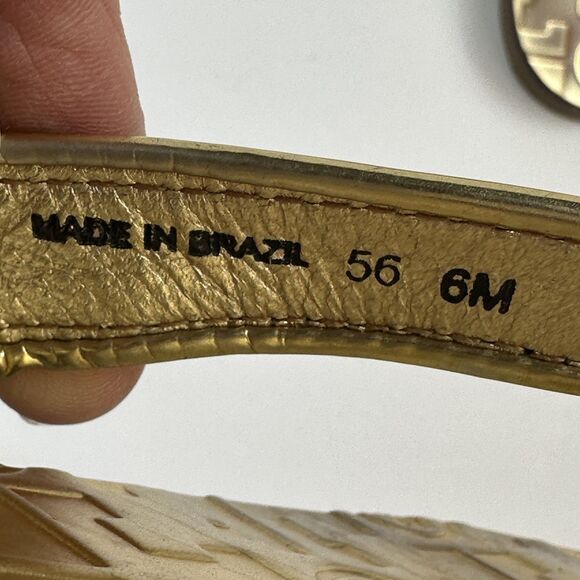 Tory Burch Thora Sandals Womens 6 Gold Glitter Thong Flip Flop Shoes Metallic - Picture 11 of 11